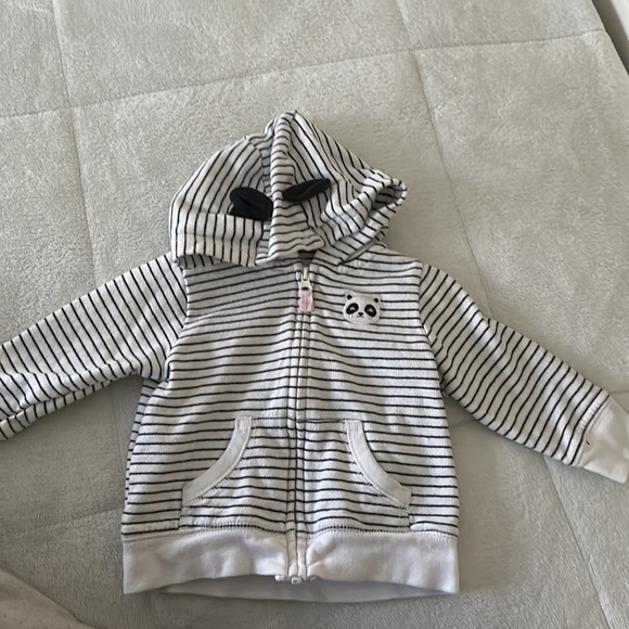 Carters Baby Girl Stripe Panda Hoodie | 6months - Picture 2 of 4